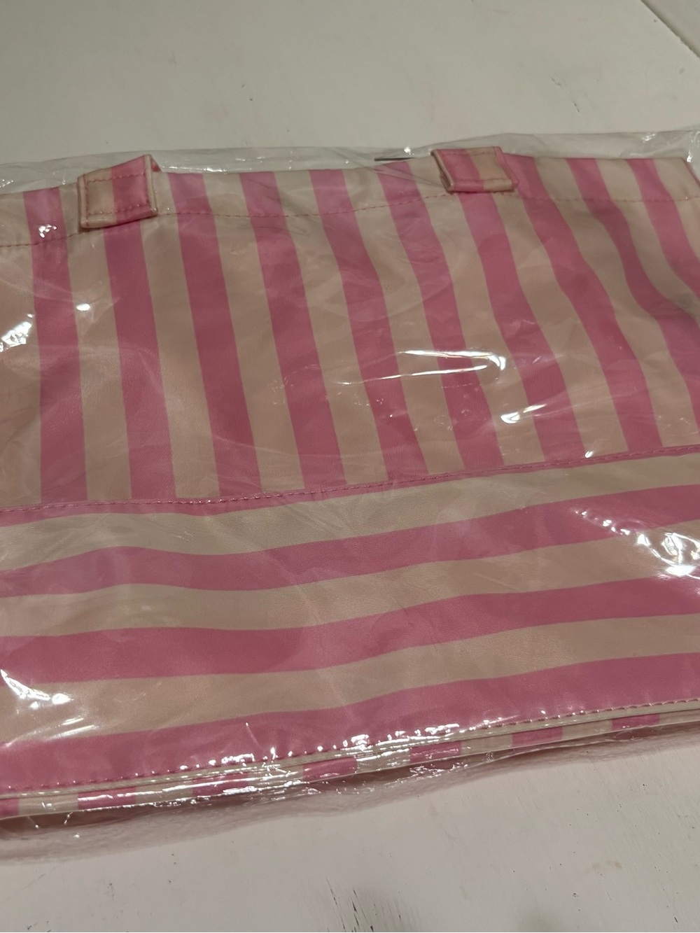 Pink and Cream Striped mini tote bag